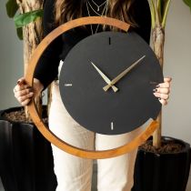 WALLXPERT Zidni sat Moon Time Wooden Metal Wall Clock APS117