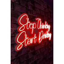 WALLXPERT Dekorativna rasveta Stop Thinking Start Drinking Red