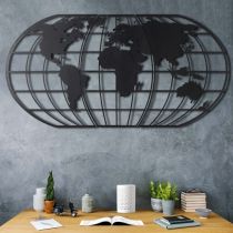 WALLXPERT Zidna dekoracija World Map Globe Led Black