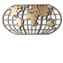 WALLXPERT Zidna dekoracija World Map Globe Led Gold