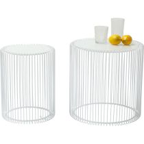 Side Table Wire White Ø44cm (2/Set)