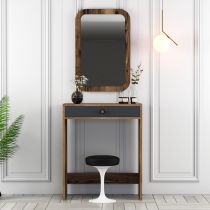 HANAH HOME Sto za šminkanje Lizbon Mirror Walnut Anthracite