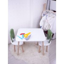 HANAH HOME Dečiji sto i stolice Bunny Two Chair Set Green White