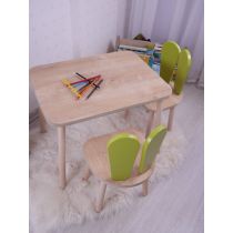 HANAH HOME Dečiji sto i stolice Bunny Two Chair Set Pistachio Green Brown