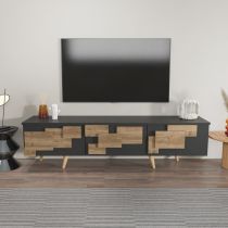 HANAH HOME TV polica 3 D Anthracite Walnut