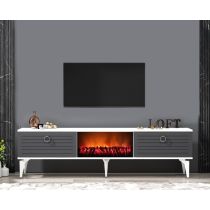 HANAH HOME TV polica Arona Fireplace White Anthracite