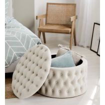 HANAH HOME Tabure Nilka Kapitone Pouffe White